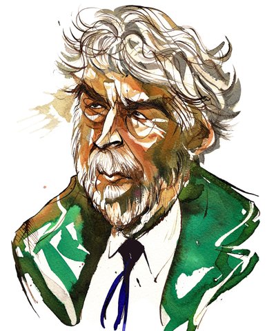 Sir Harrison Birtwistle - colour caricature by Neale Osborne